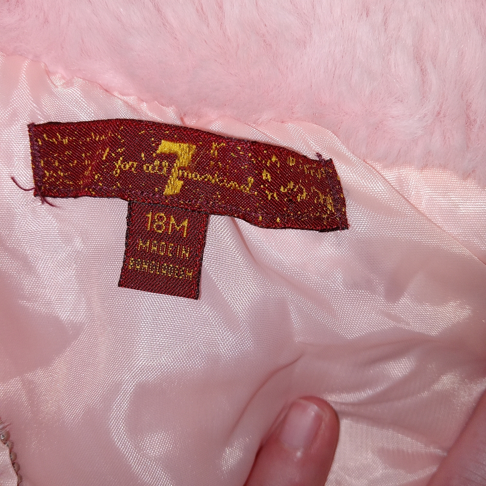 7 For All Mankind Pink Faux Fur Kids Jacket Size 18mo Cute Cozy Soft❤️ - Picture 10 of 10